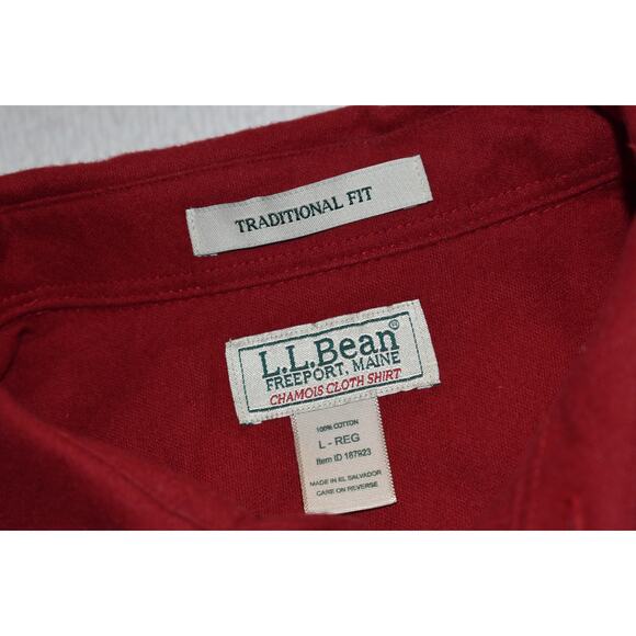 L.L. Bean Red Casual Button Down Shirt - Picture 4 of 7